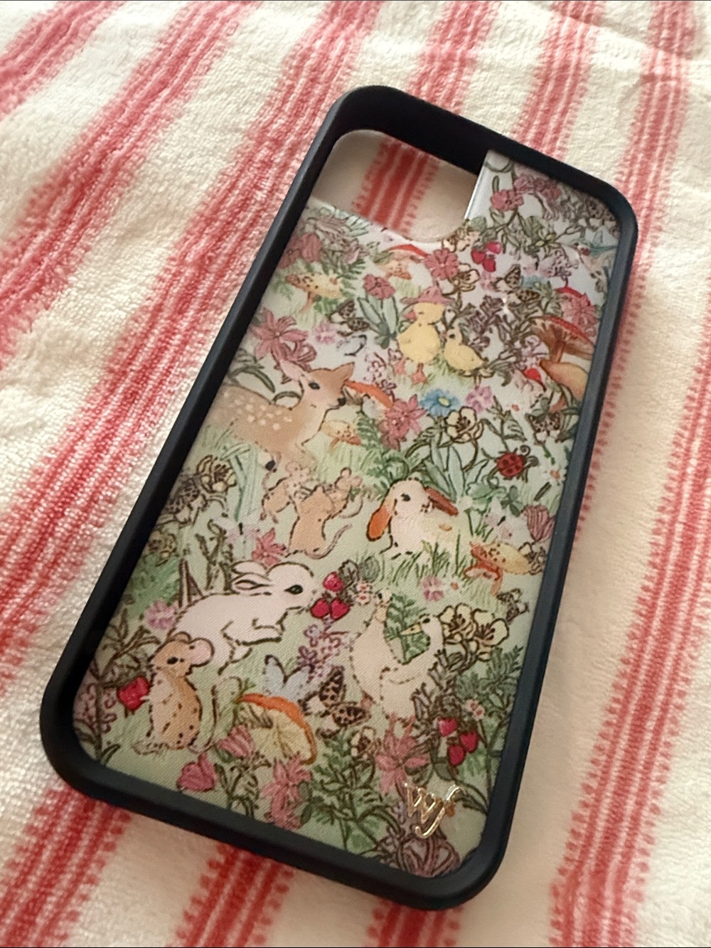Wildflowers Floral Woodland Animals Phone Case in Pastel Green & Pink